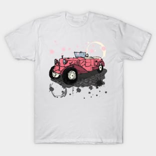 Pink vintage car watercolor sketch T-Shirt